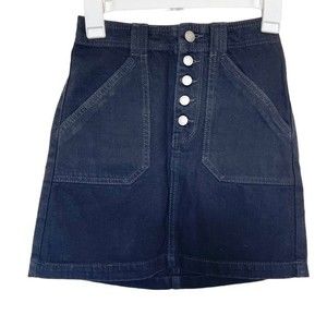 Hollister Womens Black Jeans Button Fly Skirt Ultra High Rise Size 00 Pockets